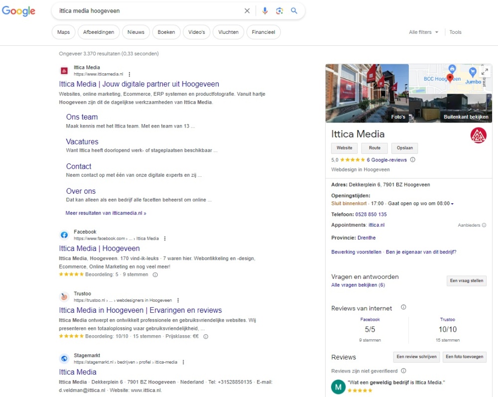 SERP lokale zoekresultaten