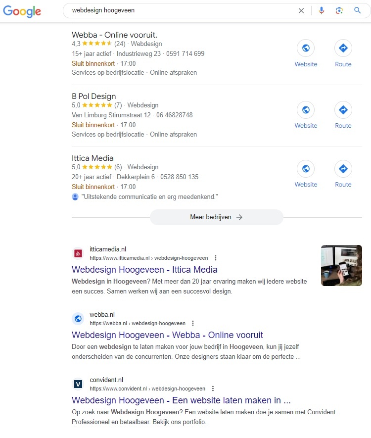 SERP organische zoekresultaten